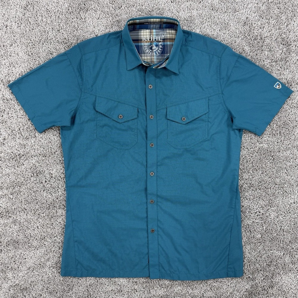 Kuhl Eluxur Shirt Men's S Shirt Sleeve Metal Button Up Chest Pockets Hiking